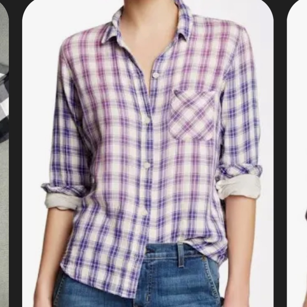Current Elliott plaid purple ombre cotton button down shirt size 1-small